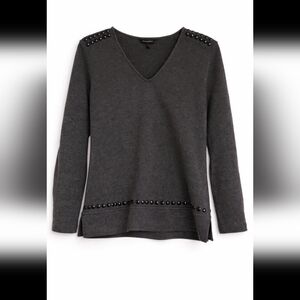 NWOT Banana Republic Women's Charcoal Gray Sweater with Beaded Embellishments Lg